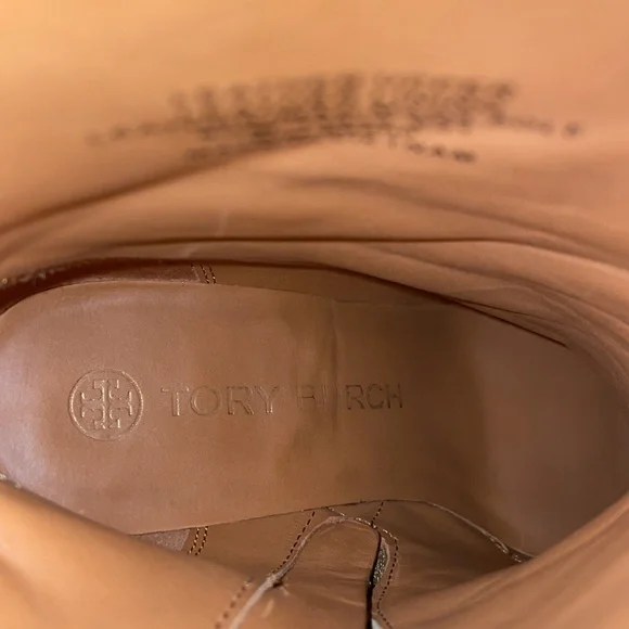 Tory Burch Heeled Ankle Boot Stamped Snake Printed Leather Pale Desert Roccia - Picture 6 of 16